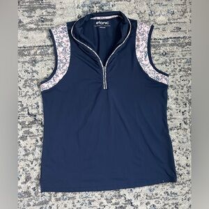 ETONIC Ladies Golf Navy Flora Activewear Sleeveless Polo- Large